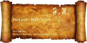 Hetzer Márta névjegykártya